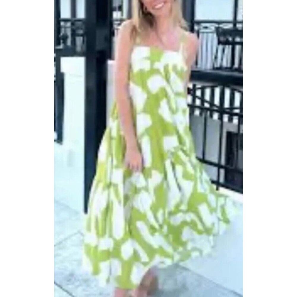Abel The Label Anthropologie Bright Citron Maxi Dress •XS• Midi Flowy Boho